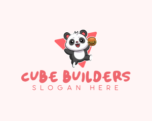 Cute Panda Hamburger  logo design