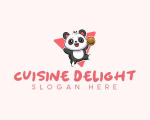 Cute Panda Hamburger  logo design