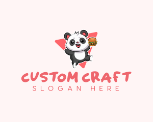 Cute Panda Hamburger  logo design