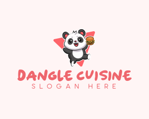 Cute Panda Hamburger  logo design