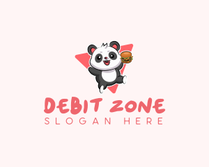 Cute Panda Hamburger  logo design