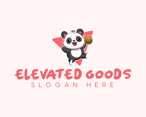 Cute Panda Hamburger  logo design