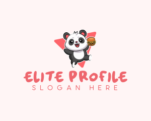 Cute Panda Hamburger  logo design