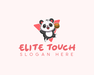 Cute Panda Hamburger  logo design