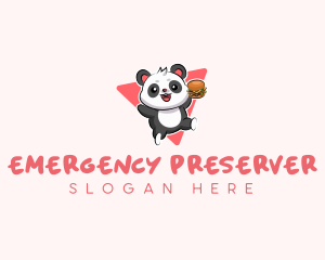 Cute Panda Hamburger  logo design