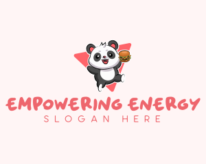 Cute Panda Hamburger  logo design