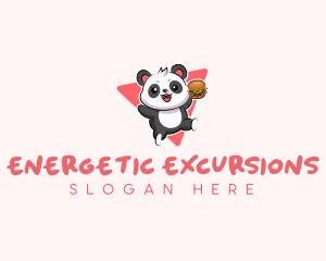 Cute Panda Hamburger  logo design