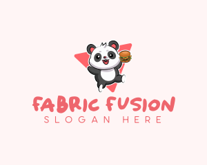 Cute Panda Hamburger  logo design