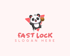 Cute Panda Hamburger  logo design