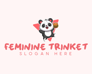 Cute Panda Hamburger  logo design