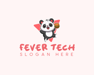 Cute Panda Hamburger  logo design