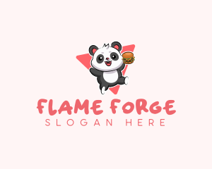 Cute Panda Hamburger  logo design