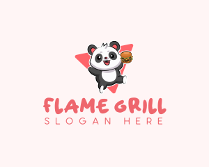 Cute Panda Hamburger  logo design