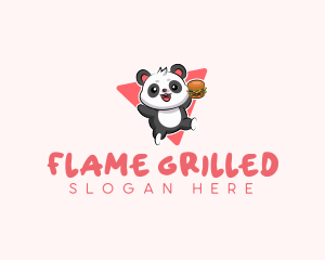 Cute Panda Hamburger  logo design