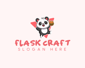 Cute Panda Hamburger  logo design