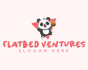 Cute Panda Hamburger  logo design