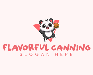 Cute Panda Hamburger  logo design