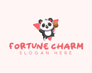 Cute Panda Hamburger  logo design