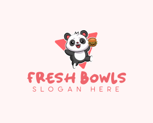 Cute Panda Hamburger  logo design