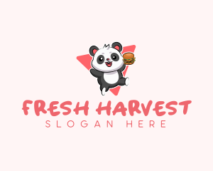 Cute Panda Hamburger  logo design