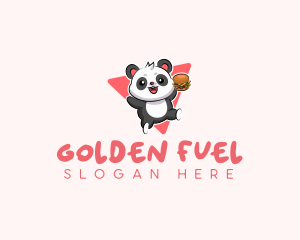 Cute Panda Hamburger  logo design