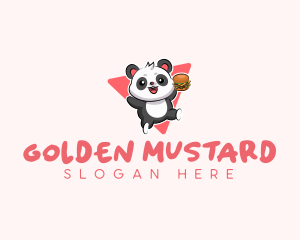 Cute Panda Hamburger  logo design