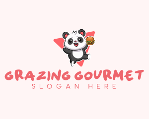 Cute Panda Hamburger  logo design