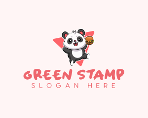 Cute Panda Hamburger  logo design