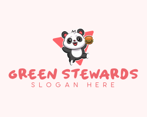 Cute Panda Hamburger  logo design