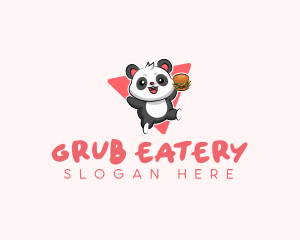 Cute Panda Hamburger  logo design