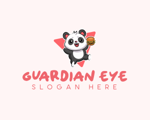 Cute Panda Hamburger  logo design