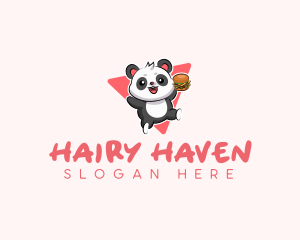 Cute Panda Hamburger  logo design