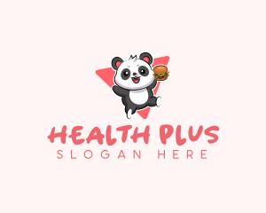 Cute Panda Hamburger  logo design