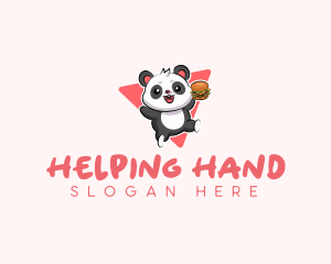 Cute Panda Hamburger  logo design