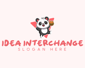 Cute Panda Hamburger  logo design