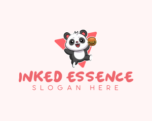 Cute Panda Hamburger  logo design