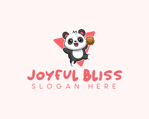 Cute Panda Hamburger  logo design