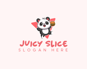 Cute Panda Hamburger  logo design