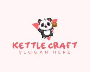 Cute Panda Hamburger  logo design