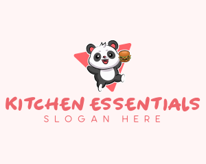 Cute Panda Hamburger  logo design