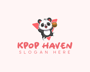 Cute Panda Hamburger  logo design