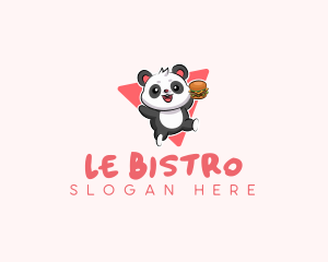 Cute Panda Hamburger  logo design