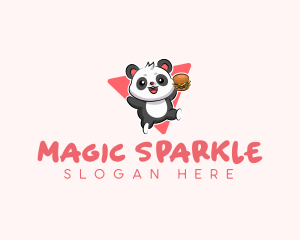 Cute Panda Hamburger  logo design