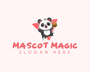 Cute Panda Hamburger  logo design