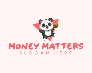 Cute Panda Hamburger  logo design