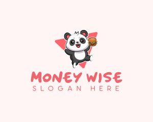 Cute Panda Hamburger  logo design