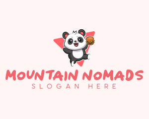 Cute Panda Hamburger  logo design