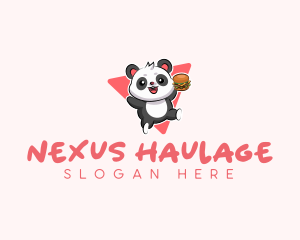 Cute Panda Hamburger  logo design