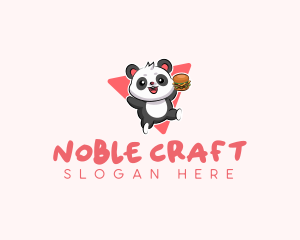 Cute Panda Hamburger  logo design