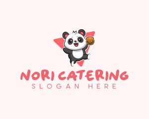 Cute Panda Hamburger  logo design